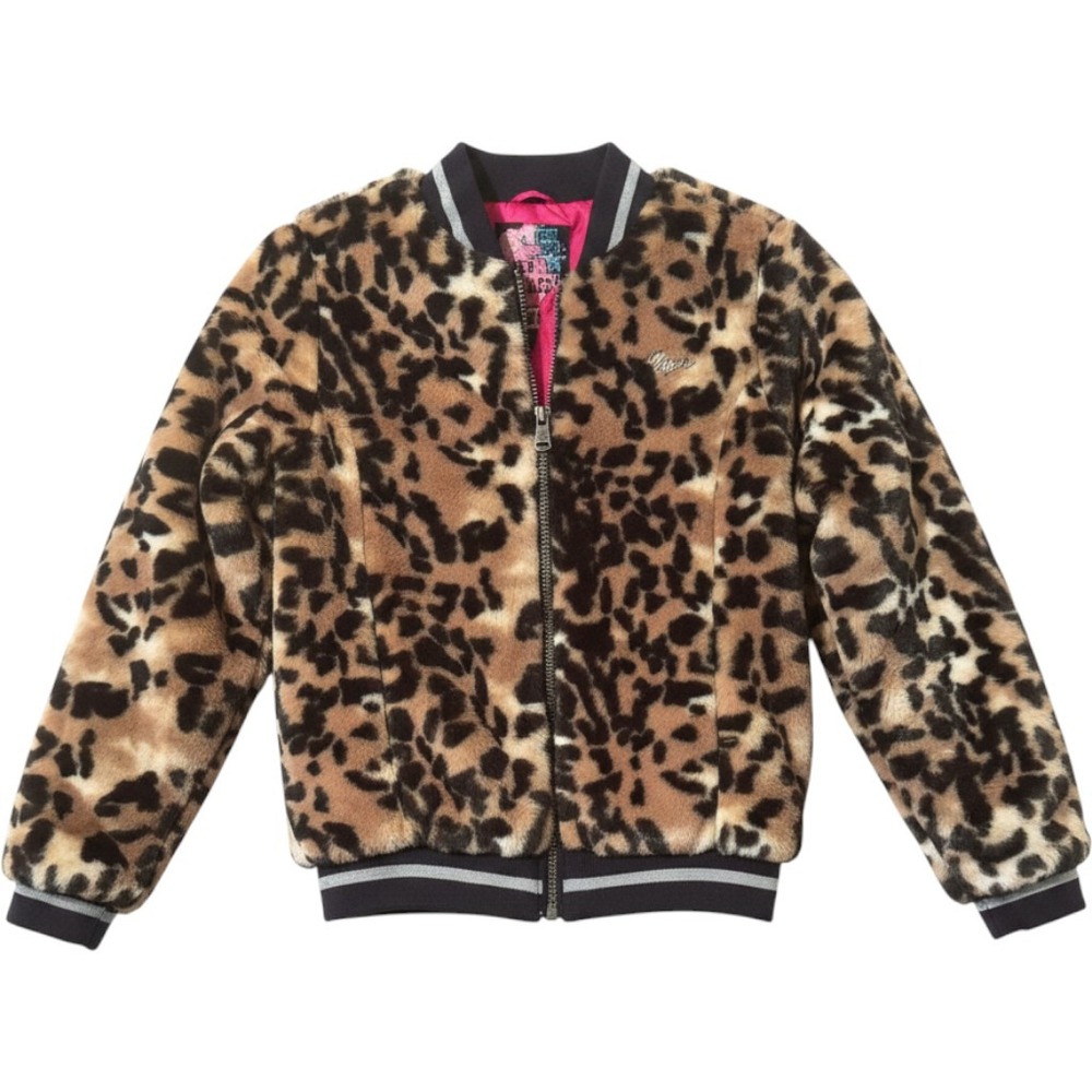 Vingino Faux Fur Bomber Jacket 10 Leopard Print Tanasha Glam‎ Mob Wife Aesthetic